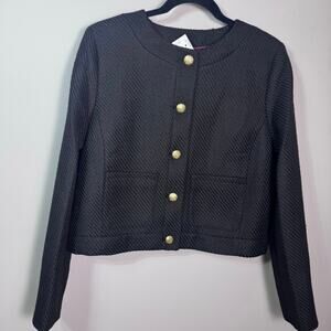 NWT J.Crew Black Tweed w Gold buttons Blazer Style BS928 Women's Size 10/Medium